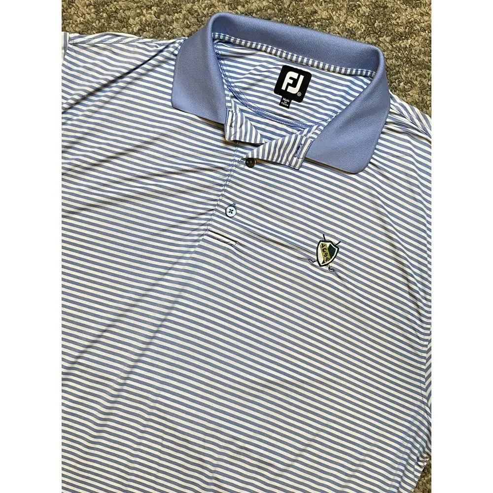 FootJoy Men's Size XL Navy Blue Stripe Polo Shirt Golf Shirt Polo Outdoor Golf - Picture 2 of 7